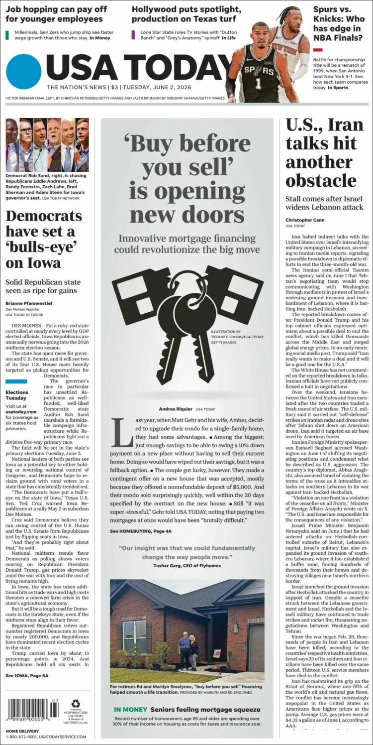 Portada de USA Today (USA)