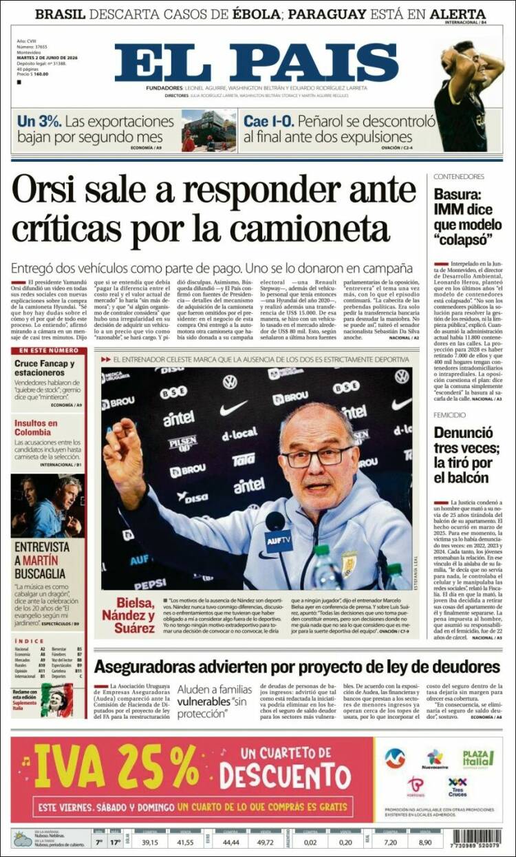 Portada de El País (Uruguay)