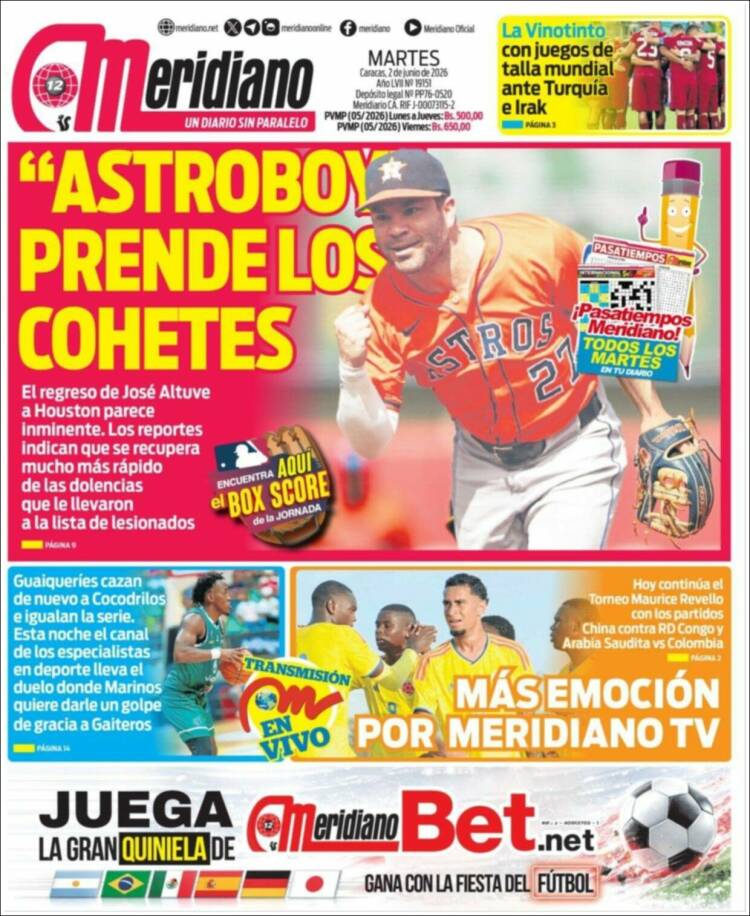 Portada de Meridiano (Venezuela)