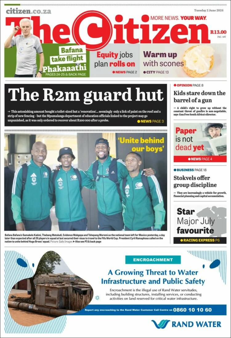 Portada de The Citizen (Sud&aacute;frica)
