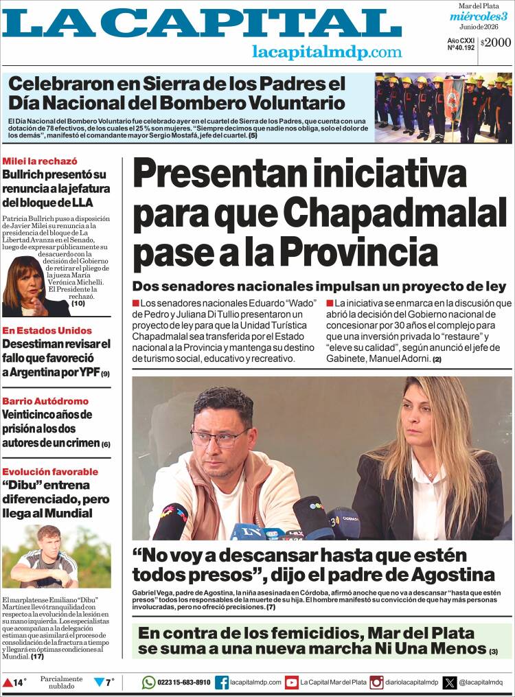 Portada de Diario La Capital - Mar del Plata (Argentina)