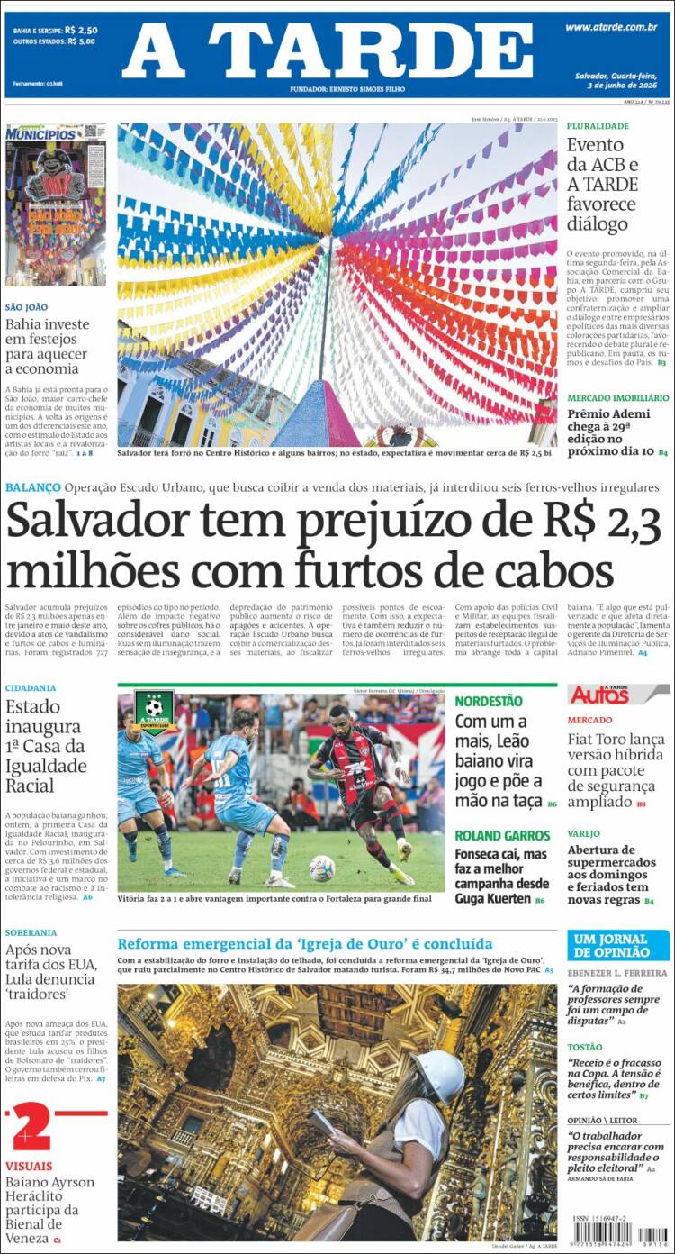 Portada de Diário A Tarde (Brasil)