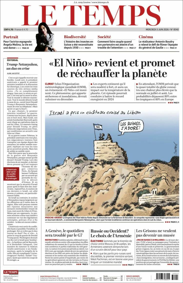 Portada de Le Matin (Suiza)