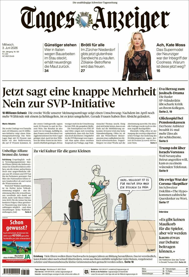Portada de Tages-Anzeiger (Suiza)