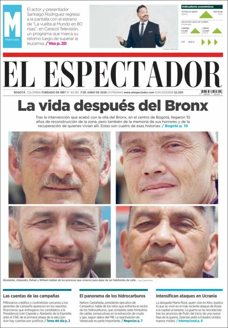 Portada de El Espectador (Colombia)