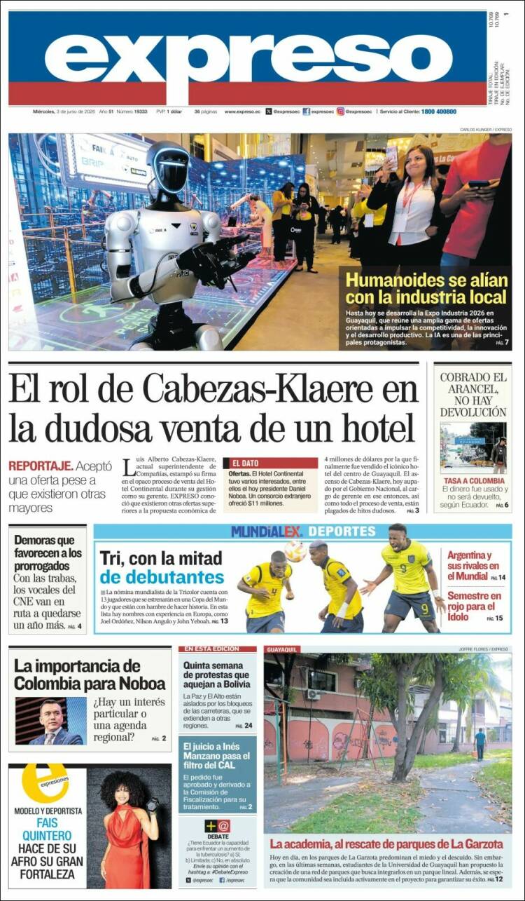 Portada de Expreso (Ecuador)