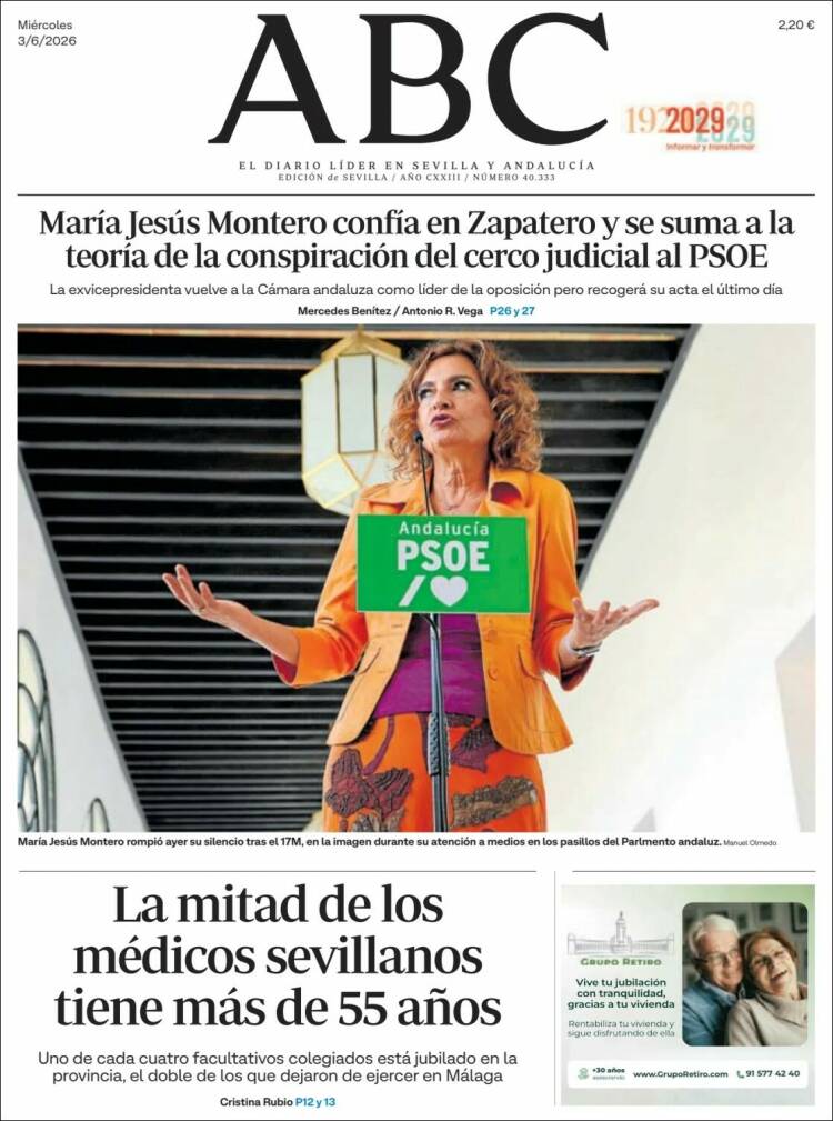 Portada de ABC - Sevilla (Espa&ntilde;a)