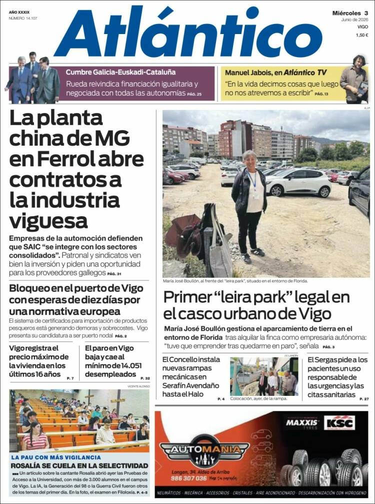 Portada de Atlántico Diario (Espa&ntilde;a)