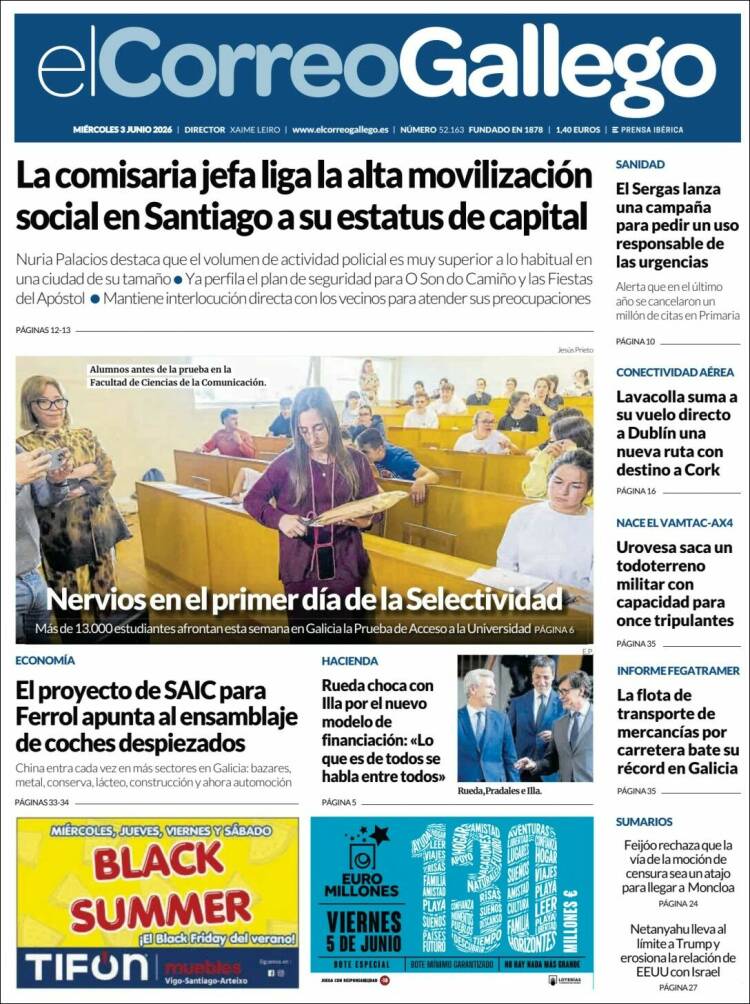 Portada de El Correo Gallego (Espa&ntilde;a)