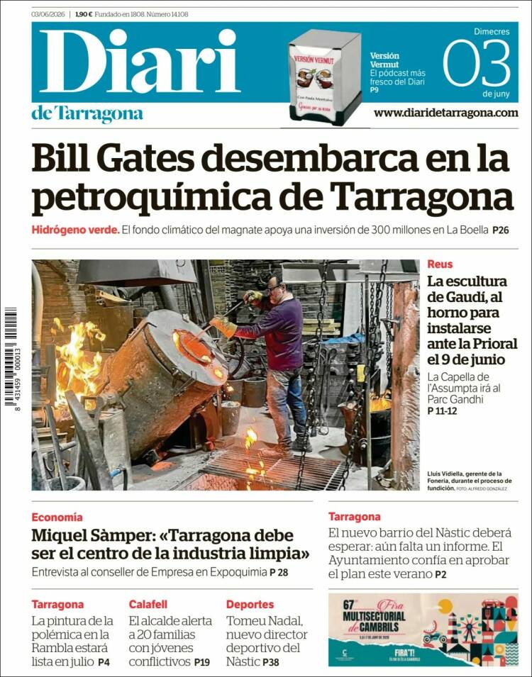 Portada de Diari de Tarragona (Espa&ntilde;a)