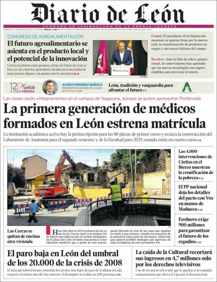 Portada de Diario de León (Espa&ntilde;a)