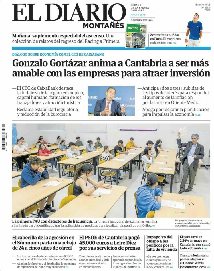 Portada de El Diario Montañés (Espa&ntilde;a)