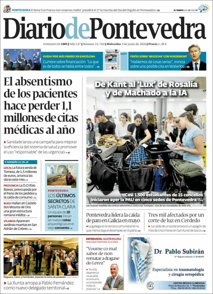 Portada de Diario de Pontevedra (Espa&ntilde;a)