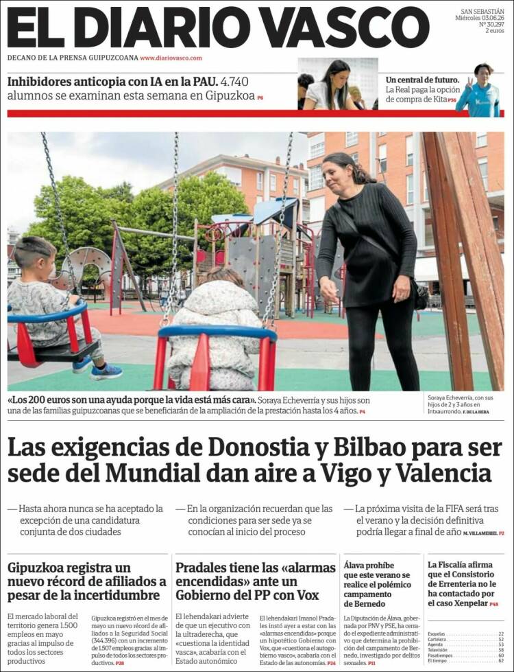 Portada de Diario Vasco (Espa&ntilde;a)