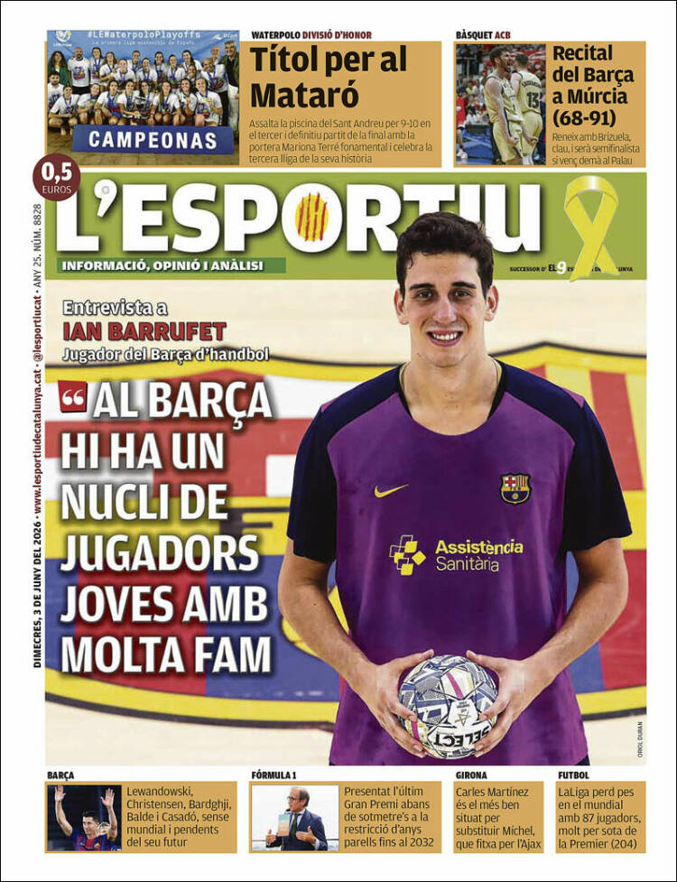 Portada de L'Esportiu (Espa&ntilde;a)
