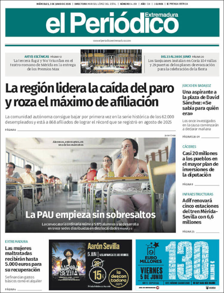 Portada de El Periódico de Extremadura (Espa&ntilde;a)