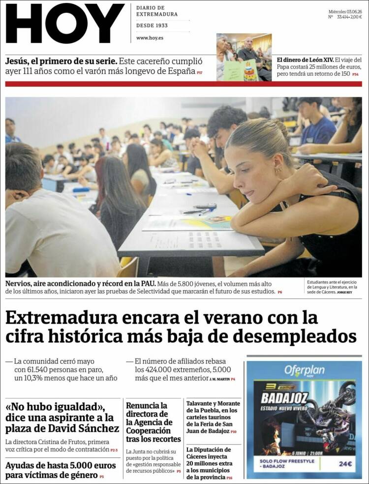 Portada de Hoy - Badajoz (Espa&ntilde;a)
