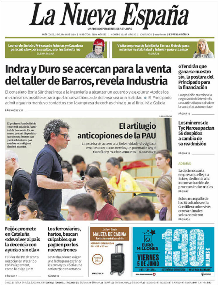 Portada de La Nueva España (Espa&ntilde;a)