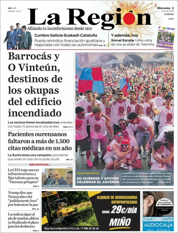 Portada de La Región de Ourense (Espa&ntilde;a)