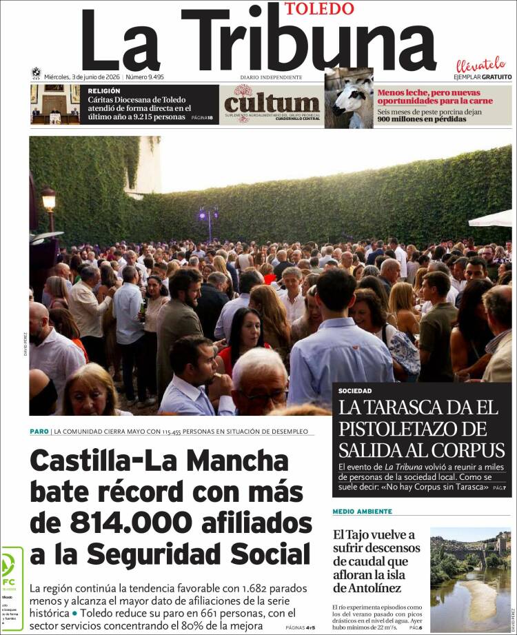 Portada de La Tribuna de Toledo (Espa&ntilde;a)