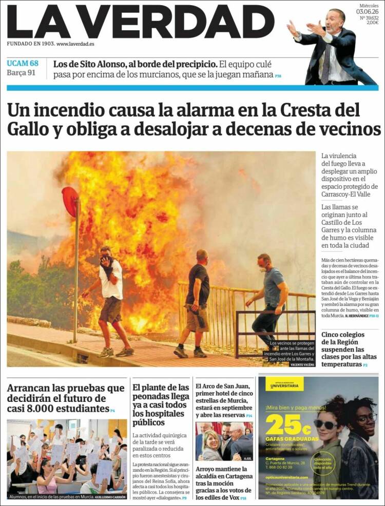Portada de La Verdad de Murcia (Espa&ntilde;a)