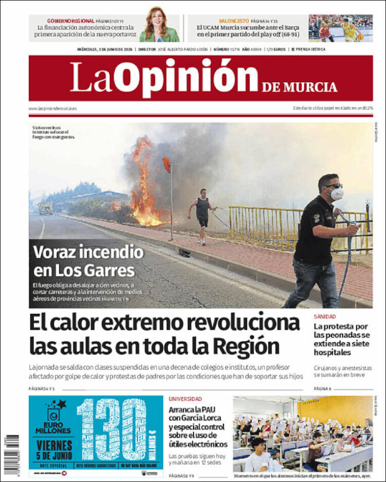 Portada de La Opinión de Murcia (Espa&ntilde;a)