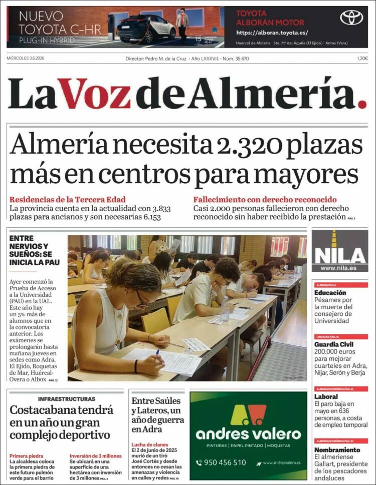 Portada de La Voz de Almería (Espa&ntilde;a)