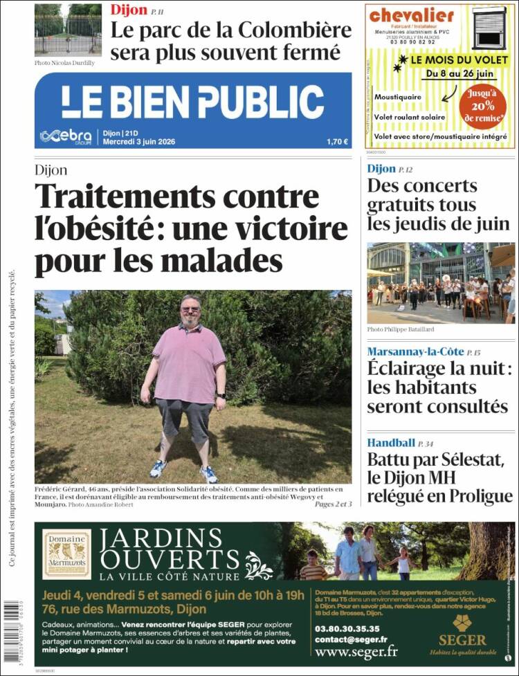 Portada de Le Bien Public (Francia)