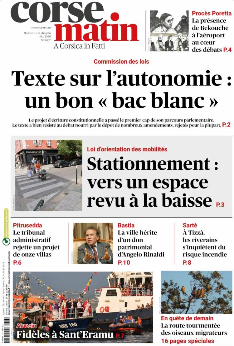 Portada de Corse-Matin (Francia)