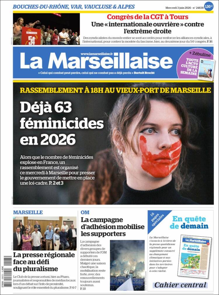 Portada de La Marseillaise (Francia)