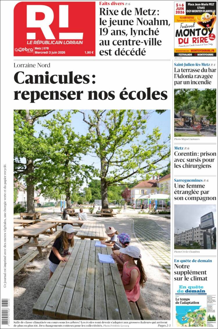 Portada de Le Republicain Lorrain (Francia)