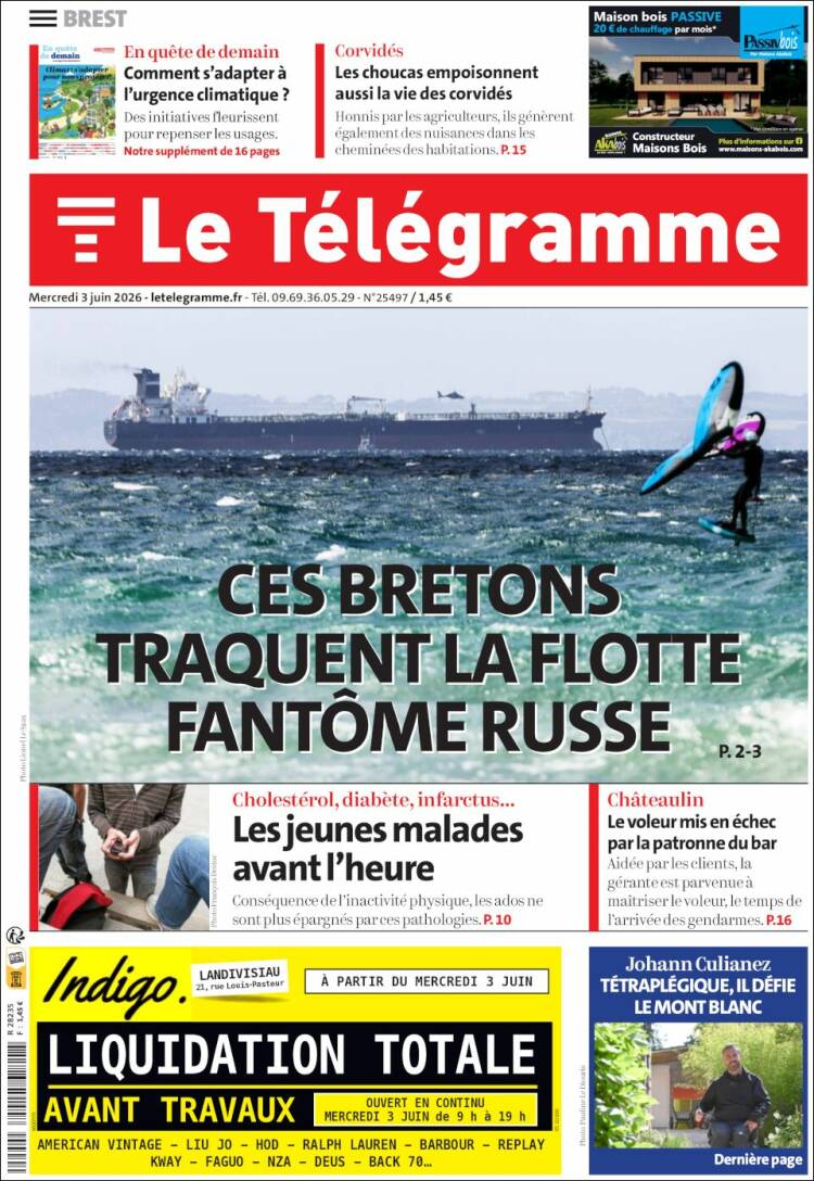 Portada de Télégramme (Francia)
