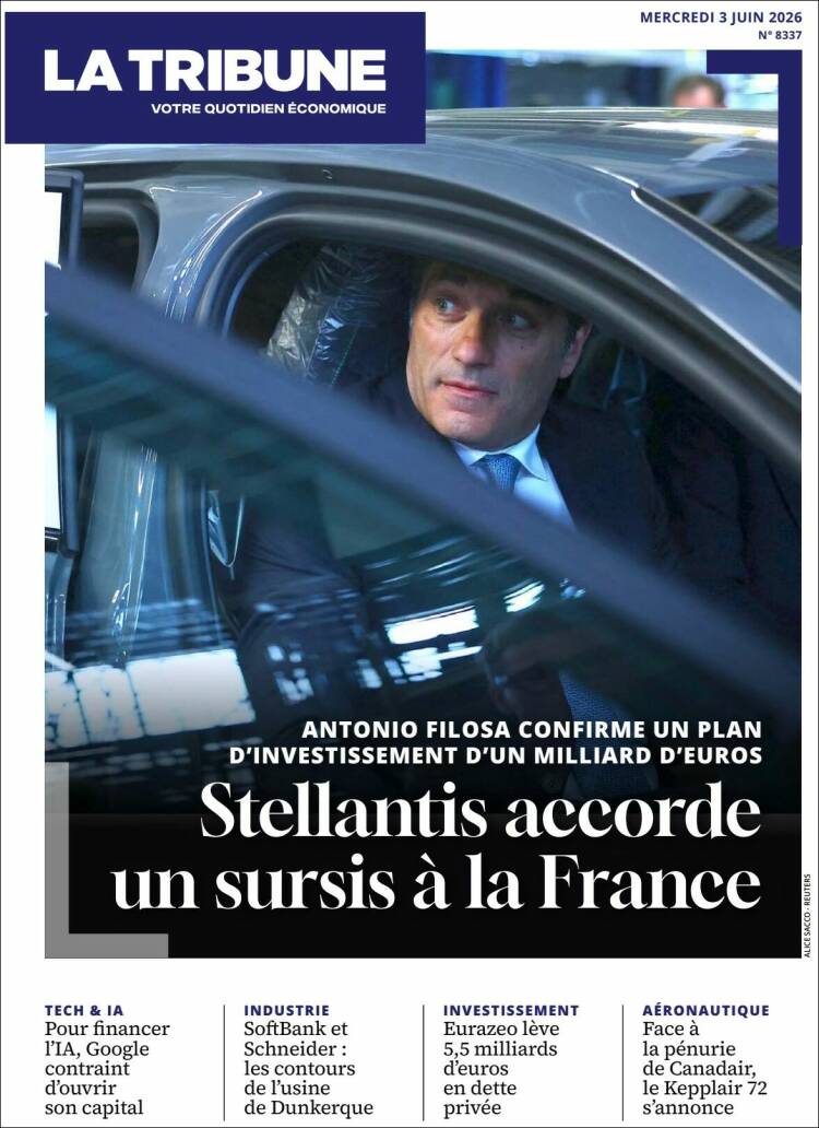 Portada de La Tribune (Francia)