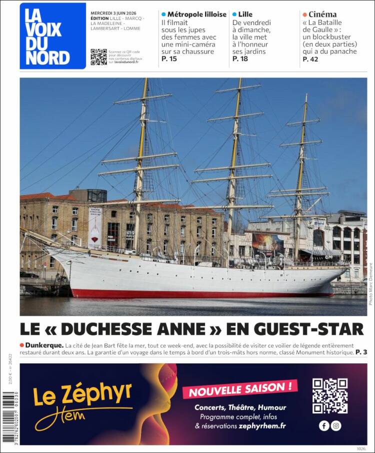 Portada de La Voix du Nord (Francia)