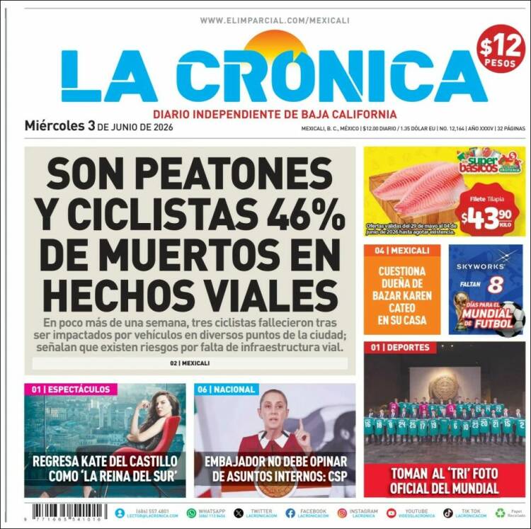 Portada de La Crónica de Baja California (M&eacute;xico)