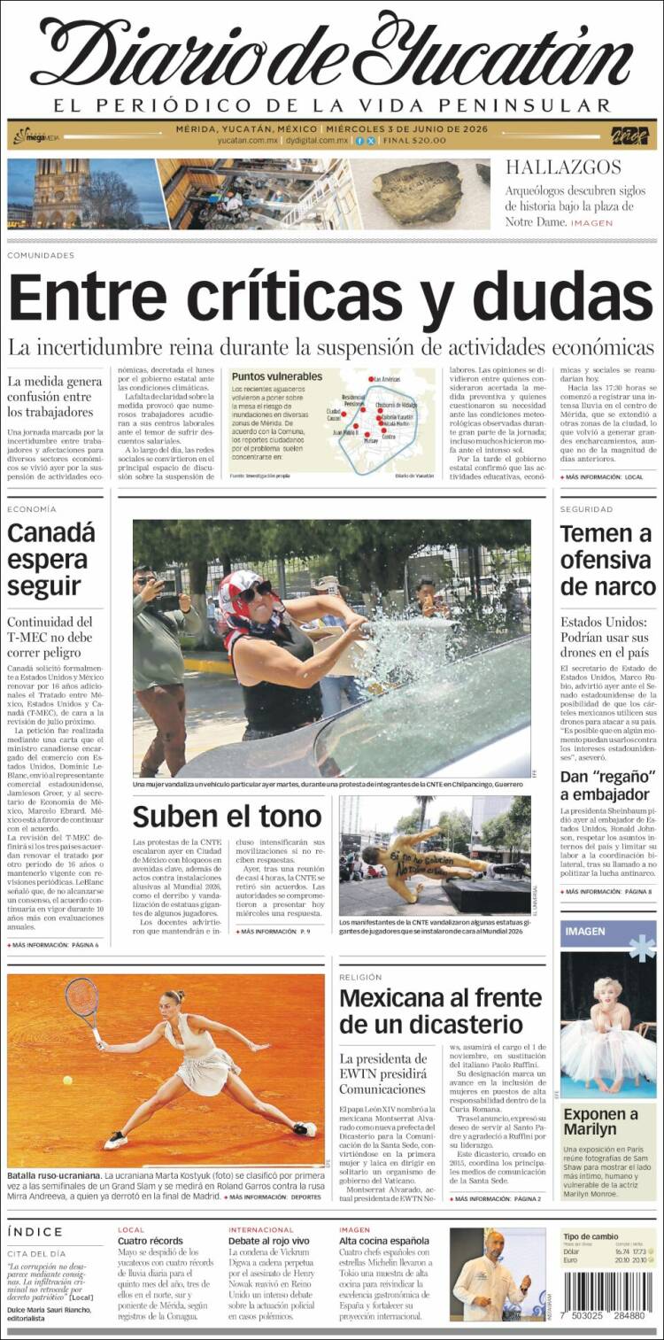 Portada de Diario de Yucatán (M&eacute;xico)