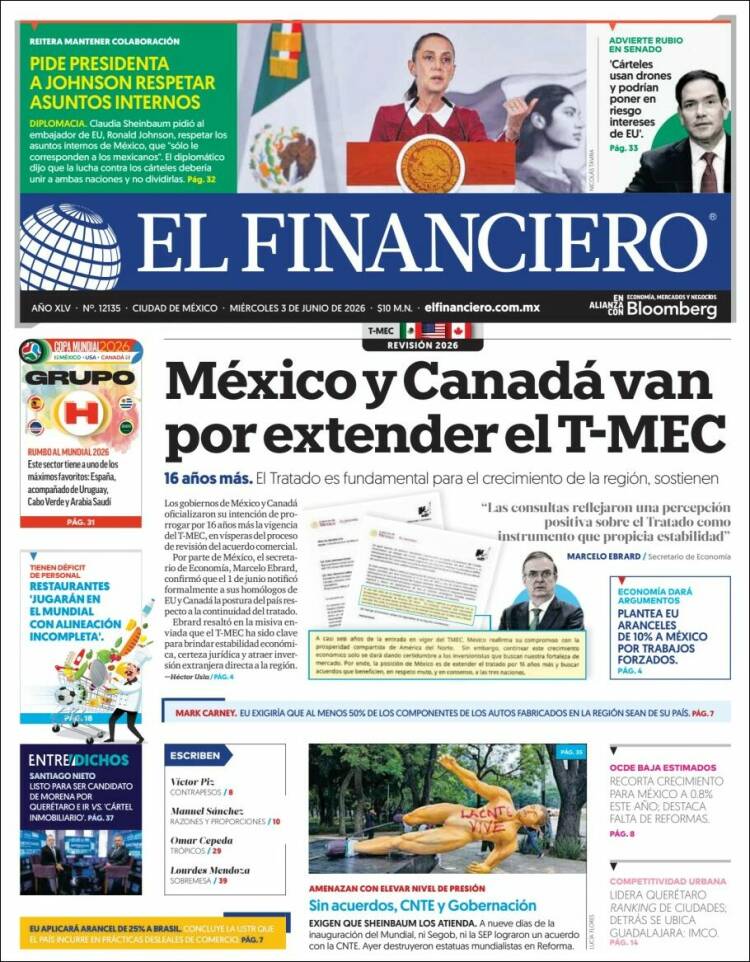 Portada de El Financiero (M&eacute;xico)