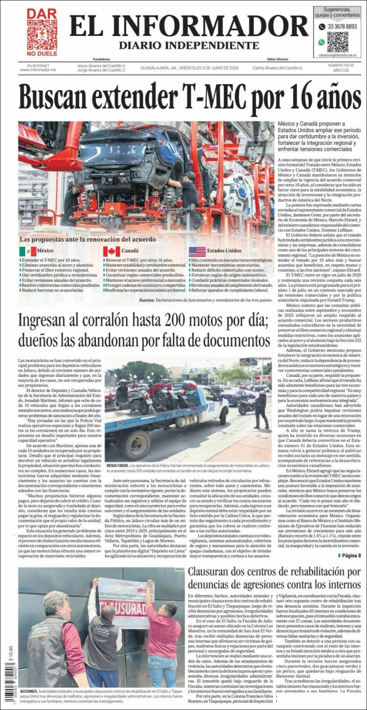 Portada de El Informador (M&eacute;xico)