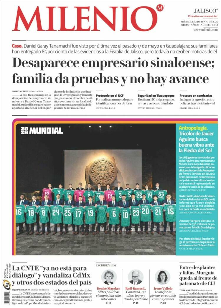 Portada de Milenio - Jalisco (M&eacute;xico)