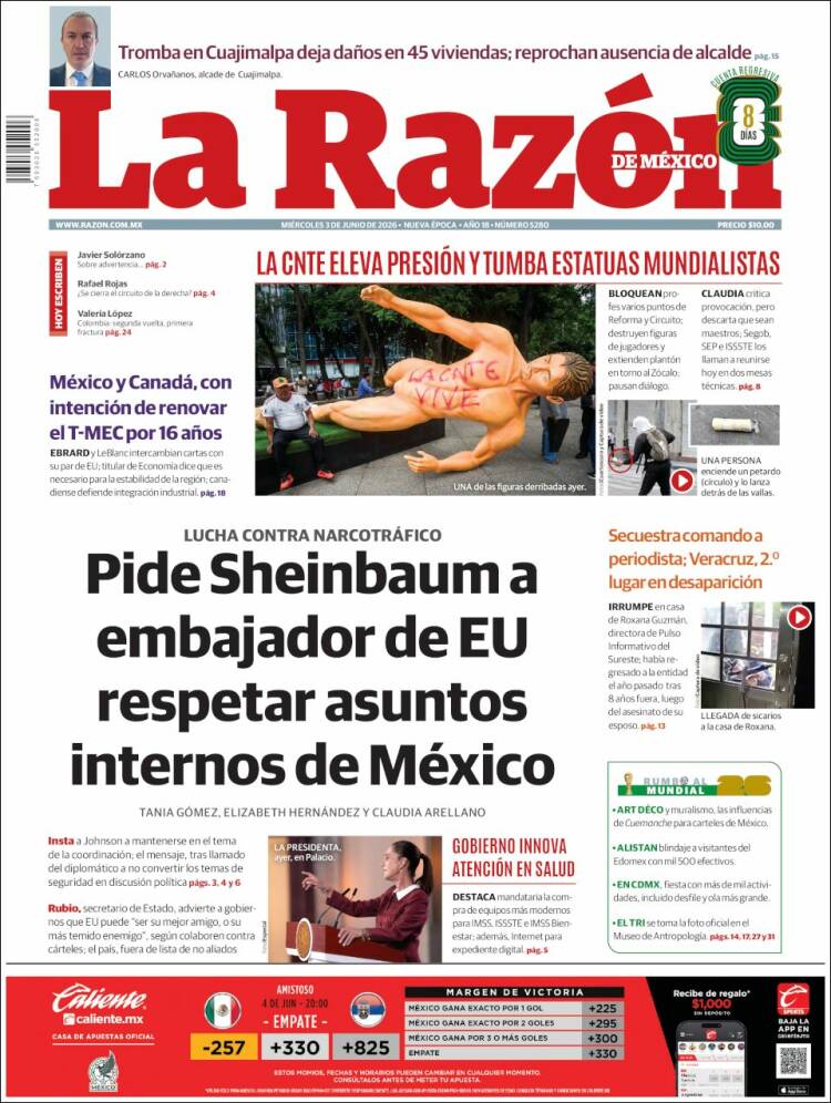 Portada de La Razón (M&eacute;xico)