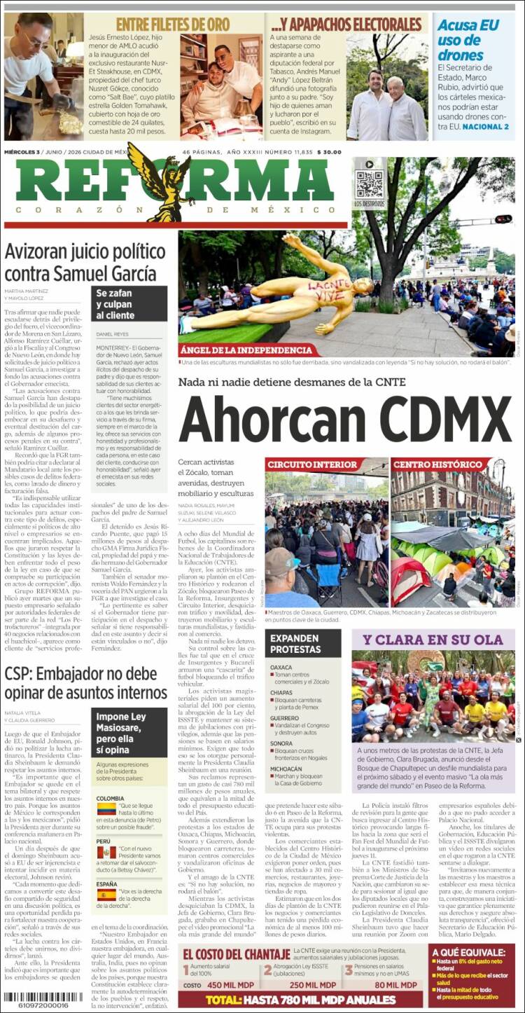 Portada de Reforma (M&eacute;xico)