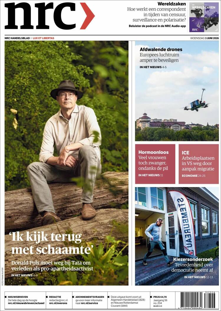 Portada de NRC Handelsblad (Pa&iacute;ses Bajos)