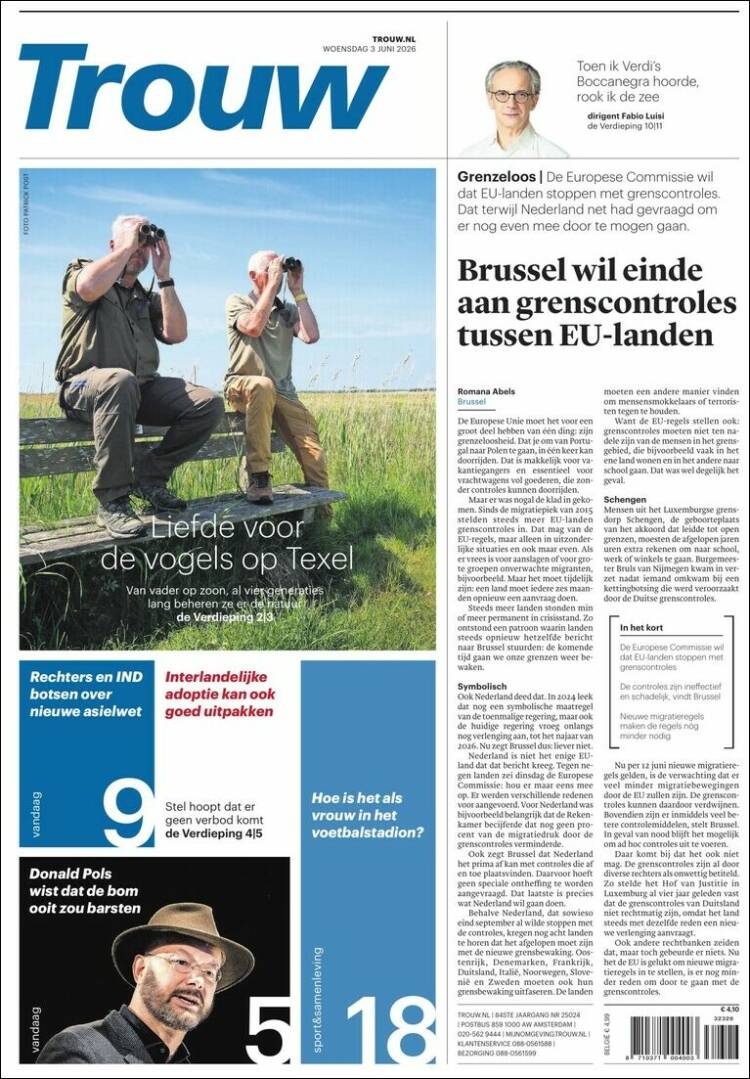 Portada de Trouw (Pa&iacute;ses Bajos)