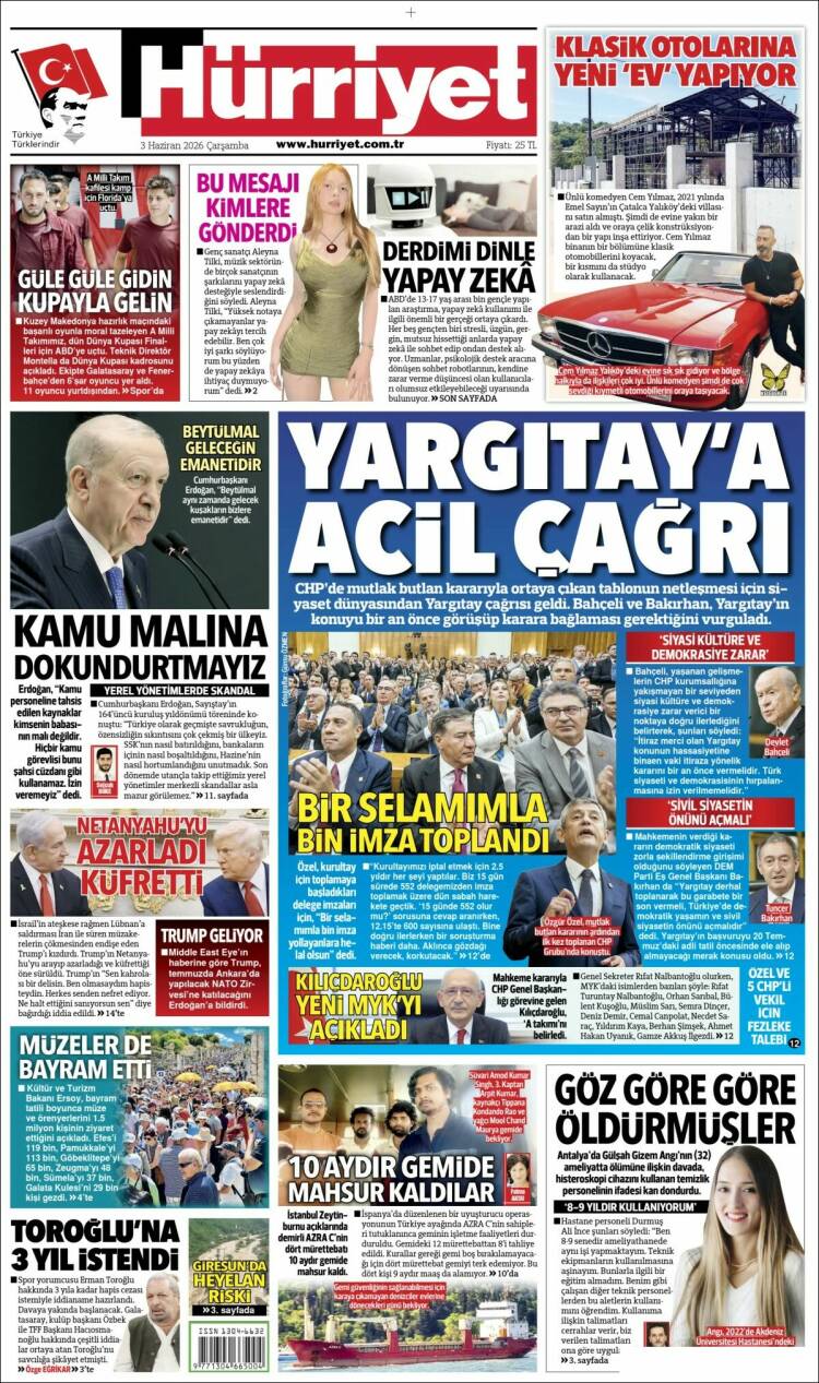 Portada de Hürriyet (Turqu&iacute;a)