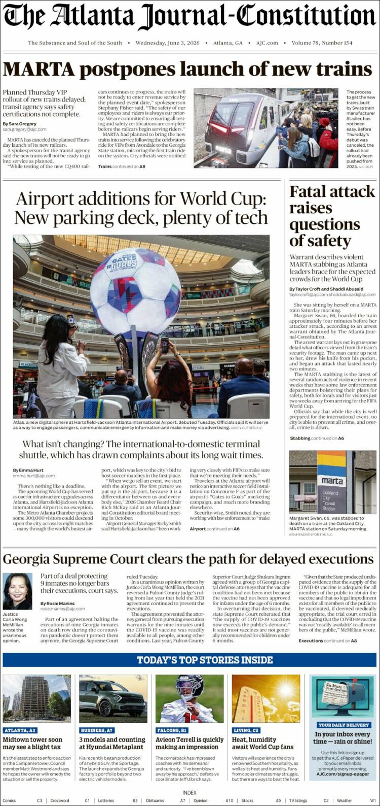 Portada de The Atlanta Journal-Constitution (USA)