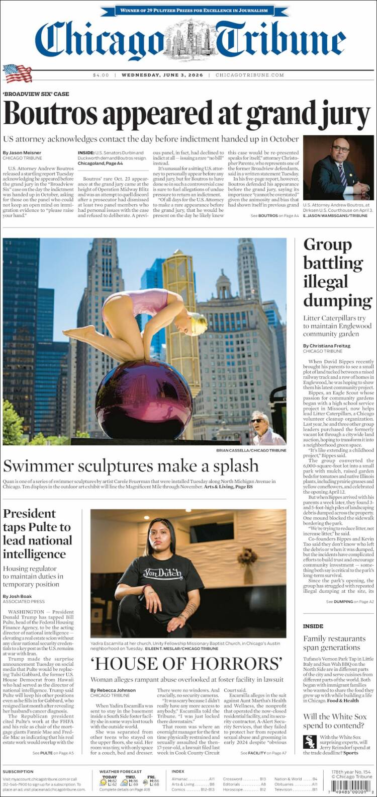 Portada de Chicago Tribune (USA)