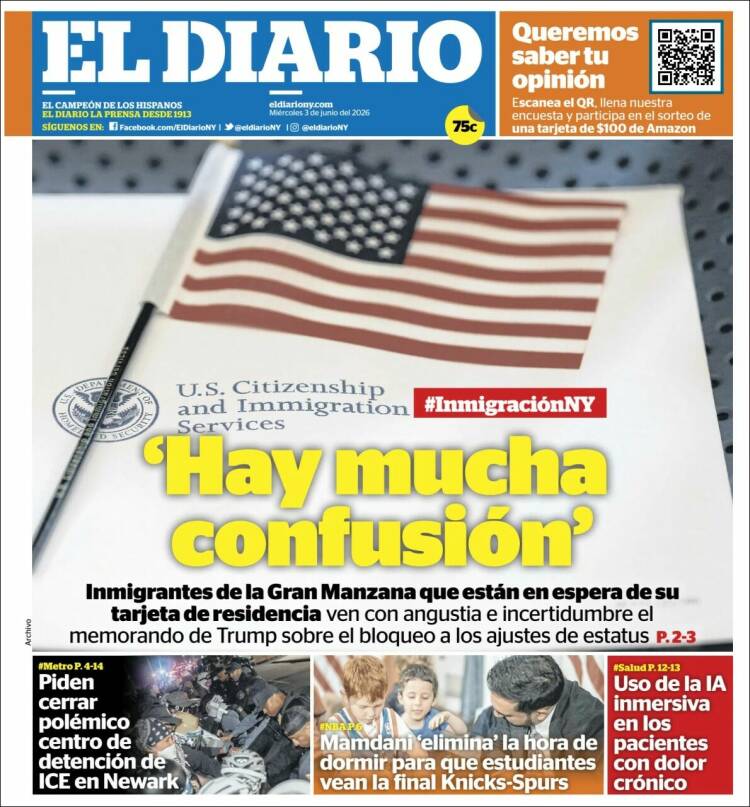 Portada de El Diario NY (USA)