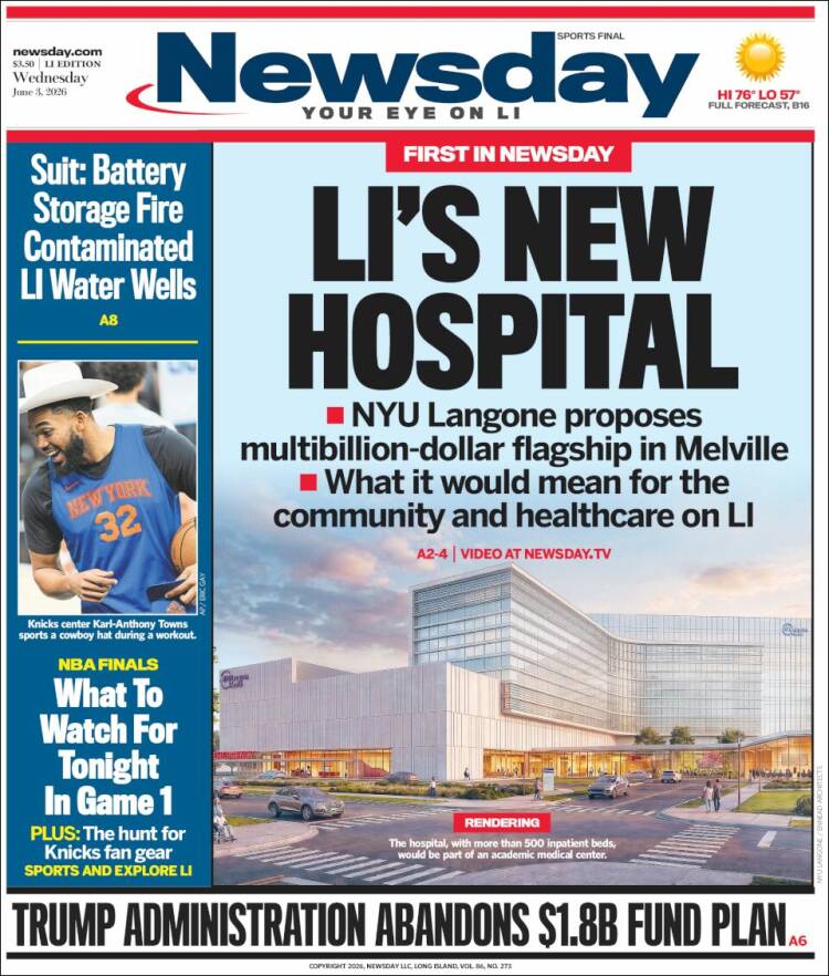 Portada de Newsday (USA)