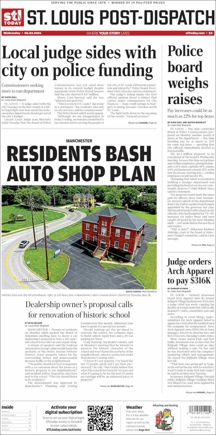 Portada de St. Louis Post-Dispatch (USA)