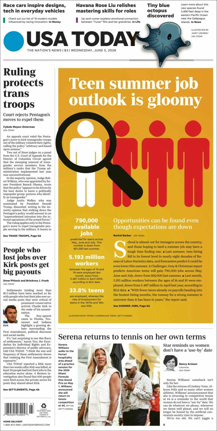 Portada de USA Today (USA)